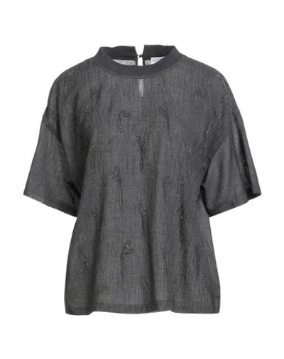 Brunello Cucinelli Woman Sweater Charcoal Size M Virgin Wool, Brass, Cotton, Elastane, Mohair Wool In Gray