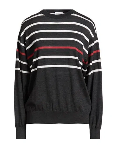 Brunello Cucinelli Woman Sweater Charcoal Size M Virgin Wool, Cashmere In Multi