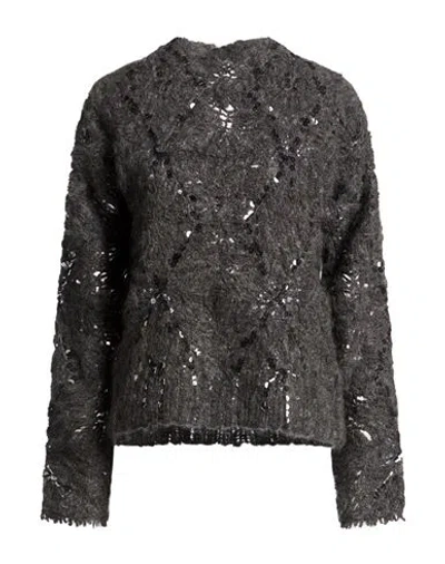 Brunello Cucinelli Woman Sweater Charcoal Size Xs Mohair Wool, Wool, Polyamide In Gray