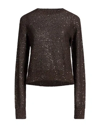 Brunello Cucinelli Woman Sweater Chocolate Brown Size M Linen, Cashmere, Silk, Polyester