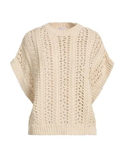 Brunello Cucinelli Woman Sweater Cream Size L Cotton In Brown