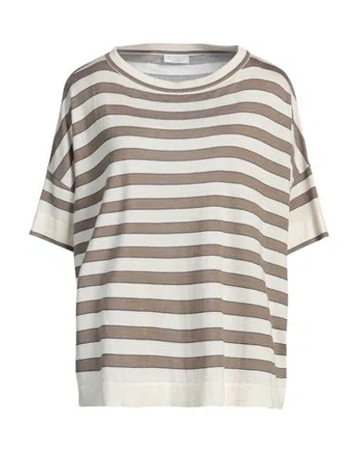 Brunello Cucinelli Woman Sweater Cream Size Xxl Cashmere, Silk, Ecobrass In White
