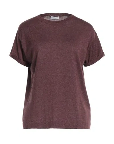 Brunello Cucinelli Woman Sweater Deep Purple Size Xs Cashmere, Silk, Polyamide, Metallic Polyester In Purple