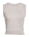 Brunello Cucinelli Woman Sweater Taupe Size Xs Linen, Nylon, Polyester In Grey