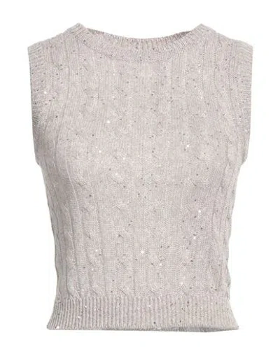 Brunello Cucinelli Woman Sweater Dove Grey Size L Linen, Nylon, Polyester