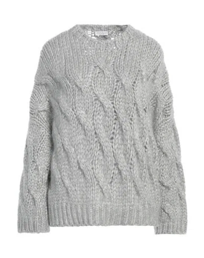 Brunello Cucinelli Woman Sweater Grey Size S Mohair Wool, Polyamide, Wool, Viscose, Metallic Fiber