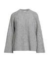 Brunello Cucinelli Woman Sweater Grey Size L Wool, Mohair Wool, Ecobrass In Gray