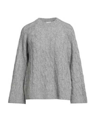 Brunello Cucinelli Woman Sweater Grey Size L Wool, Mohair Wool, Ecobrass In Gray