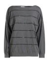 Brunello Cucinelli Woman Sweater Grey Size M Cotton In Gray
