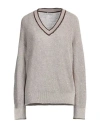 Brunello Cucinelli Woman Sweater Grey Size M Linen, Nylon, Polyamide In Grey