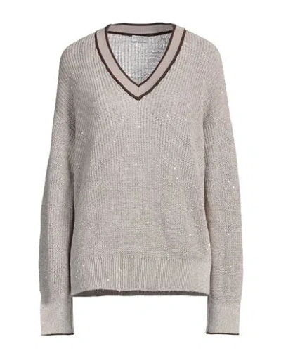 Brunello Cucinelli Woman Sweater Grey Size M Linen, Nylon, Polyamide