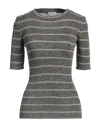 Brunello Cucinelli Woman Sweater Grey Size M Linen, Polyester, Metallic Fiber, Polyamide, Cotton In Grey