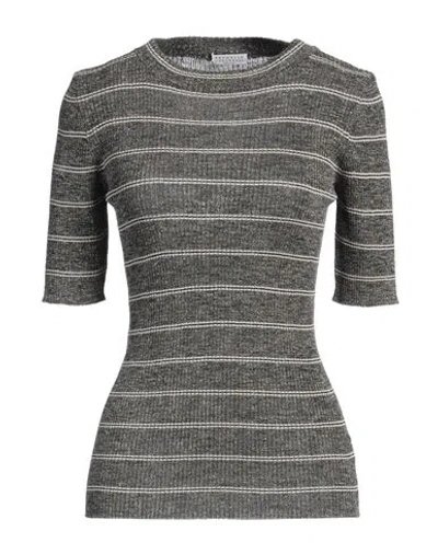Brunello Cucinelli Woman Sweater Grey Size M Linen, Polyester, Metallic Fiber, Polyamide, Cotton