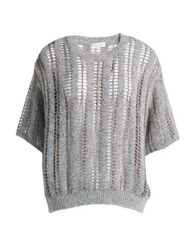 Brunello Cucinelli Woman Sweater Grey Size M Wool, Mohair Wool