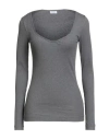 Brunello Cucinelli Woman Sweater Grey Size Xxl Cotton, Elastane, Ecobrass In Gray