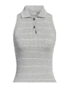 Brunello Cucinelli Woman Sweater Grey Size Xxl Linen, Polyester, Metallic Fiber, Polyamide, Cotton In Grey