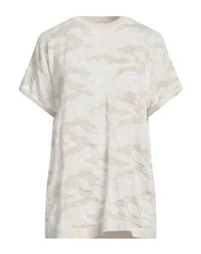 Brunello Cucinelli Woman Sweater Ivory Size L Cotton, Linen, Polyamide, Polyester, Metallic Fiber In White