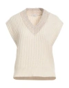 Brunello Cucinelli Ribbed Cashmere Waistcoat With Dazzling Neckline In White