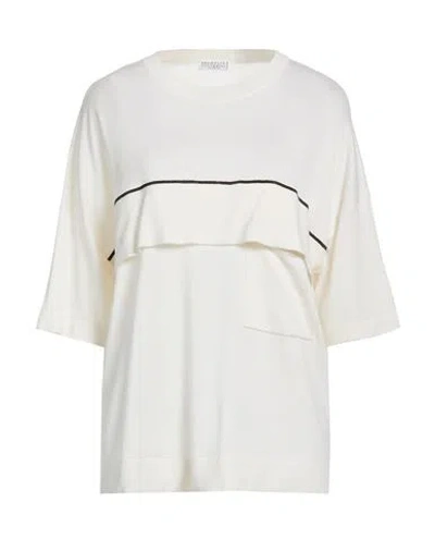 Brunello Cucinelli Woman Sweater Ivory Size M Cashmere, Silk, Brass In Yellow