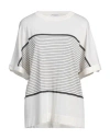 Brunello Cucinelli Woman Sweater Ivory Size M Cashmere, Silk, Cotton, Viscose, Metallic Polyester In White