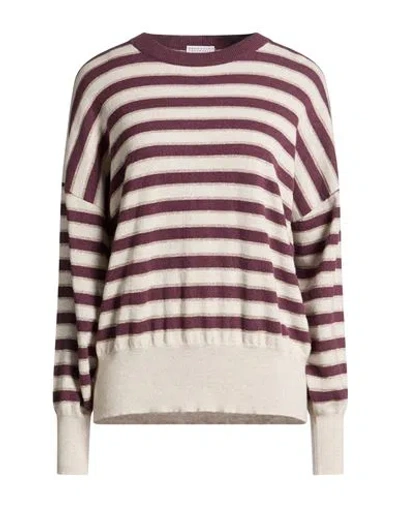 Brunello Cucinelli Striped Metallic Cashmere Knit Sweater In Multi