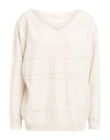 Brunello Cucinelli Woman Sweater Ivory Size M Virgin Wool, Cashmere, Silk, Polyester, Cotton In White