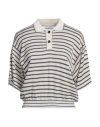 Brunello Cucinelli Poloshirt Aus Einer Woll-kaschmirmischung Mit Streifen In Metallic-optik In White
