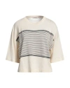 Brunello Cucinelli Woman Sweater Ivory Size Xxl Linen, Cotton, Viscose, Metallic Polyester In White