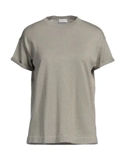 Brunello Cucinelli Woman Sweater Khaki Size M Cashmere, Silk, Polyamide, Metallic Polyester In Beige