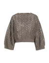 Brunello Cucinelli Rustic Dazzling Net Sweaters And Cardigans Gray In Brown