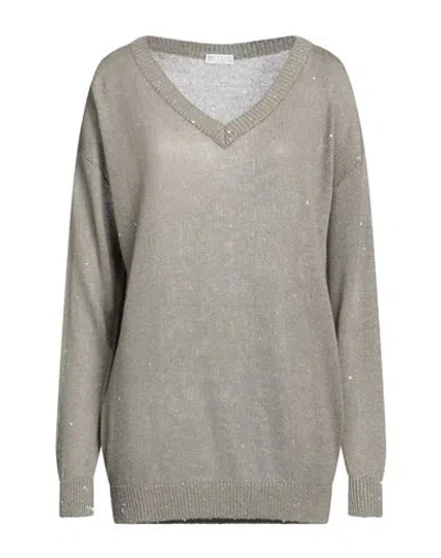 Brunello Cucinelli Woman Sweater Khaki Size S Linen, Silk, Polyamide In Beige