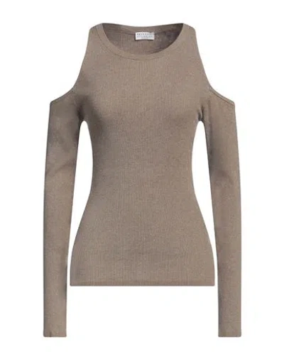 Brunello Cucinelli Woman Sweater Khaki Size M Cashmere, Viscose, Polyester In Beige