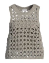 Brunello Cucinelli Woman Sweater Khaki Size Xl Jute, Cotton, Polyamide In Beige