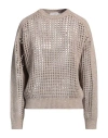 Brunello Cucinelli Woman Sweater Khaki Size Xxl Wool, Cashmere, Mohair Wool, Polyamide, Polyester In Brown
