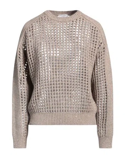 Brunello Cucinelli Woman Sweater Khaki Size Xxl Wool, Cashmere, Mohair Wool, Polyamide, Polyester In Brown