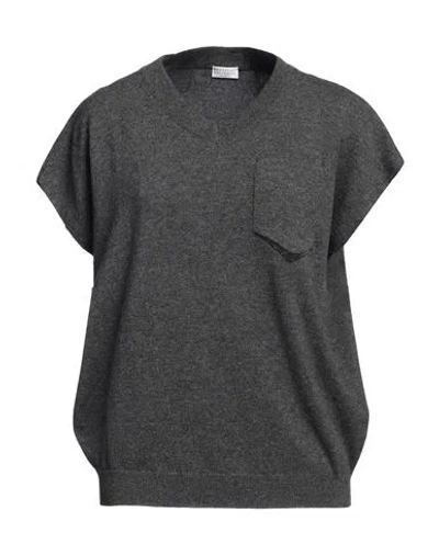 Brunello Cucinelli Woman Sweater Lead Size L Cashmere, Brass In Grey