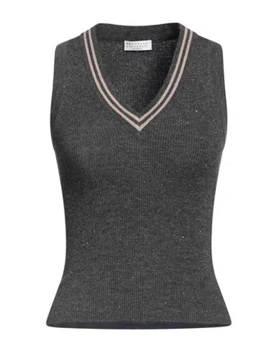 Brunello Cucinelli Woman Sweater Lead Size S Cashmere, Viscose, Polyester, Silk In Grey