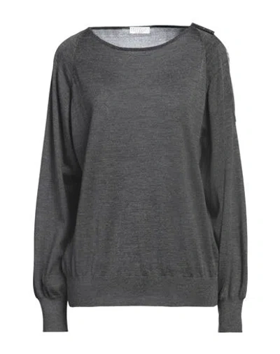 Brunello Cucinelli Woman Sweater Lead Size M Cashmere, Silk In Grey