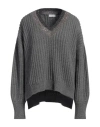Brunello Cucinelli Woman Sweater Lead Size S Cashmere, Synthetic Fibers, Mohair Wool, Metallic Fiber In Grey