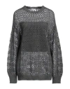 Brunello Cucinelli Woman Sweater Lead Size M Linen, Silk In Grey
