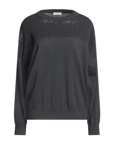 Brunello Cucinelli Woman Sweater Lead Size S Cashmere, Polyester In Grey
