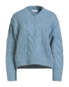 Brunello Cucinelli Cable Knit Sweater With Ribbed Cuffs In Blue