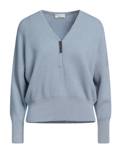 Brunello Cucinelli Woman Sweater Light Blue Size S Cashmere, Brass In Blue