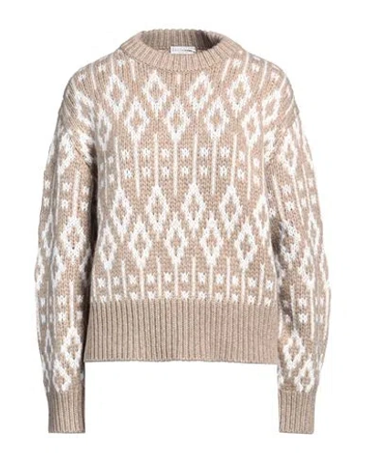 Brunello Cucinelli Crew Neck Printed Cashmere Jumper In Beige