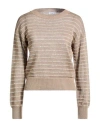 Brunello Cucinelli Woman Sweater Light Brown Size Xl Cotton, Polyester, Polyamide