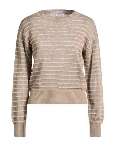 Brunello Cucinelli Woman Sweater Light Brown Size Xl Cotton, Polyester, Polyamide