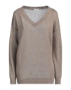 Brunello Cucinelli Woman Sweater Light Brown Size Xl Linen, Silk, Polyamide In Beige
