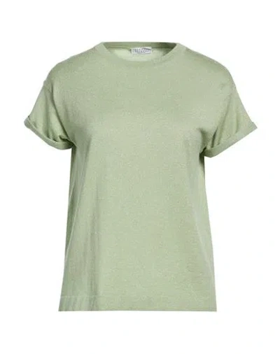 Brunello Cucinelli Woman Sweater Light Green Size Xl Cashmere, Silk, Polyamide, Metallic Polyester