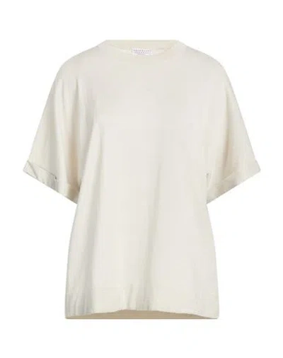 Brunello Cucinelli Woman Sweater Light Grey Size L Cashmere, Silk, Polyamide, Metallized Polyamide In Neutral