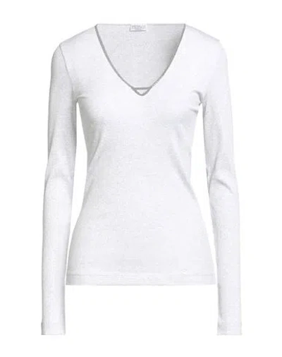 Brunello Cucinelli Woman Sweater Light Grey Size L Cotton, Elastane, Ecobrass In Gray